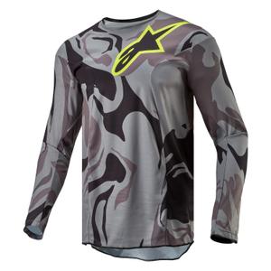 Motokrosový dres Alpinestars Racer Tactical 2024 šedá camo-fluo žluto-černý