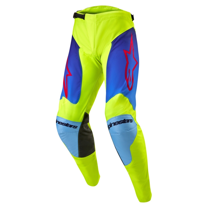 Motokrosové kalhoty Alpinestars Racer Hoen fluo žluto-modro-červené