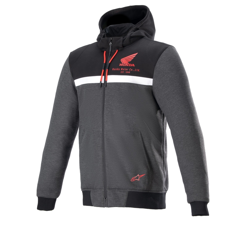 Mikina na motorku Alpinestars Chrome Street Hoodie Honda černo-šedo-červená