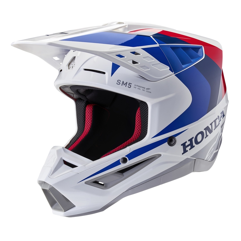 Motokrosová helma Alpinestars S-M5 Honda kolekce bílo-modro-červená