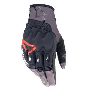 Motokrosové rukavice Alpinestars Techdura černo-hnědo-fluo červené