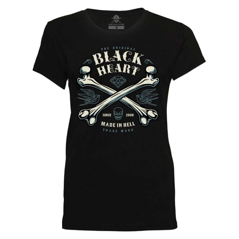 DDámské tričko Black Heart Bones černé