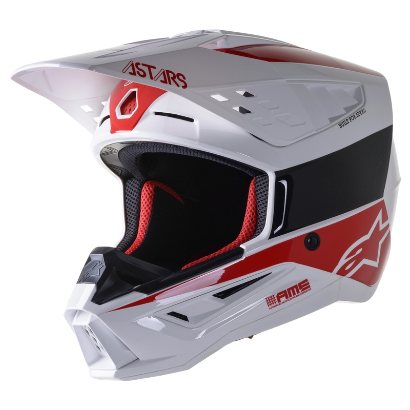 Motokrosová helma Alpinestars S-M5 Bond bílo-červená lesklá