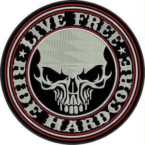 Nášivka Live free - Ride hardcore s červeným detailem