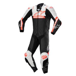 Kožená kombinéza na motorku Alpinestars Missile 2 Ward černo-bílo-fluo červená