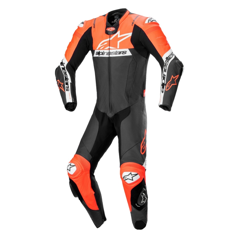 Kožená kombinéza na motorku Alpinestars Missile 2 Ward černo-fluo červeno-bílá