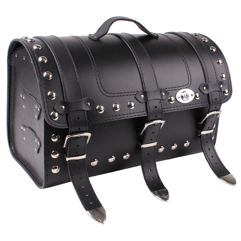 Kožený moto kufr na motorku Chopper RSA-131B se zámkem