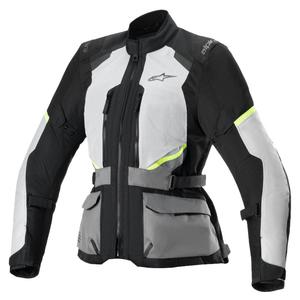 Dámská bunda na motorku Alpinestars Stella Andes Air Drystar světle šedo-tmavě šedo-černo-fluo žlutá