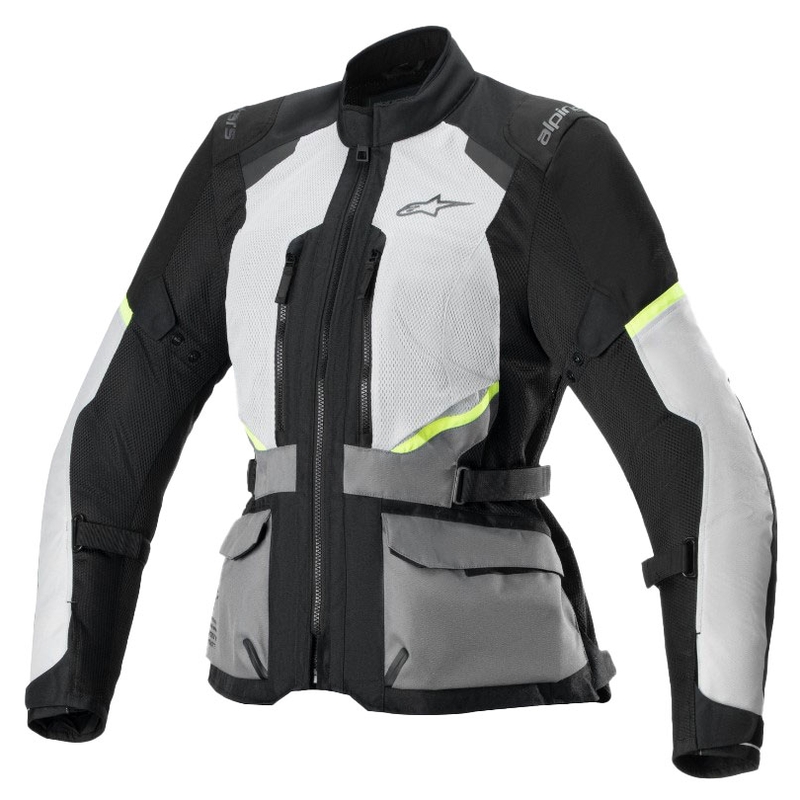 Dámská bunda na motorku Alpinestars Stella Andes Air Drystar světle šedo-tmavě šedo-černo-fluo žlutá