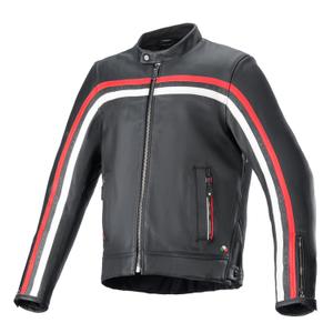 Kožená bunda na motorku Alpinestars Dyno černo-červeno-béžová