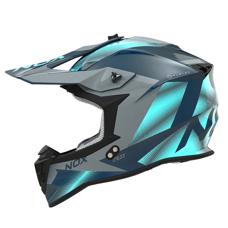Motokrosová helma NOX N633 fluo modro-šedá