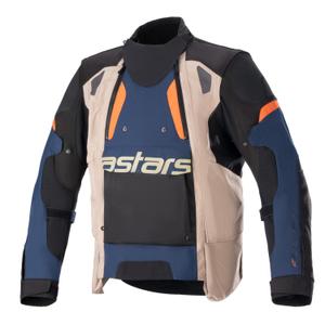 Bunda na motorku Alpinestars Halo Drystar tmavě modro-khaki-oranžovo-černá
