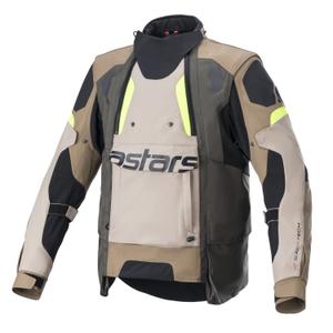 Bunda na motorku Alpinestars Halo Drystar khaki-béžovo-fluo žlutá