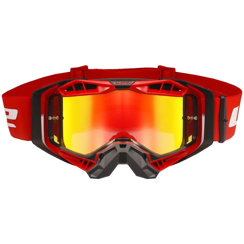Motokrosové brýle LS2 Aura PRO černo-červené iridiové plexi