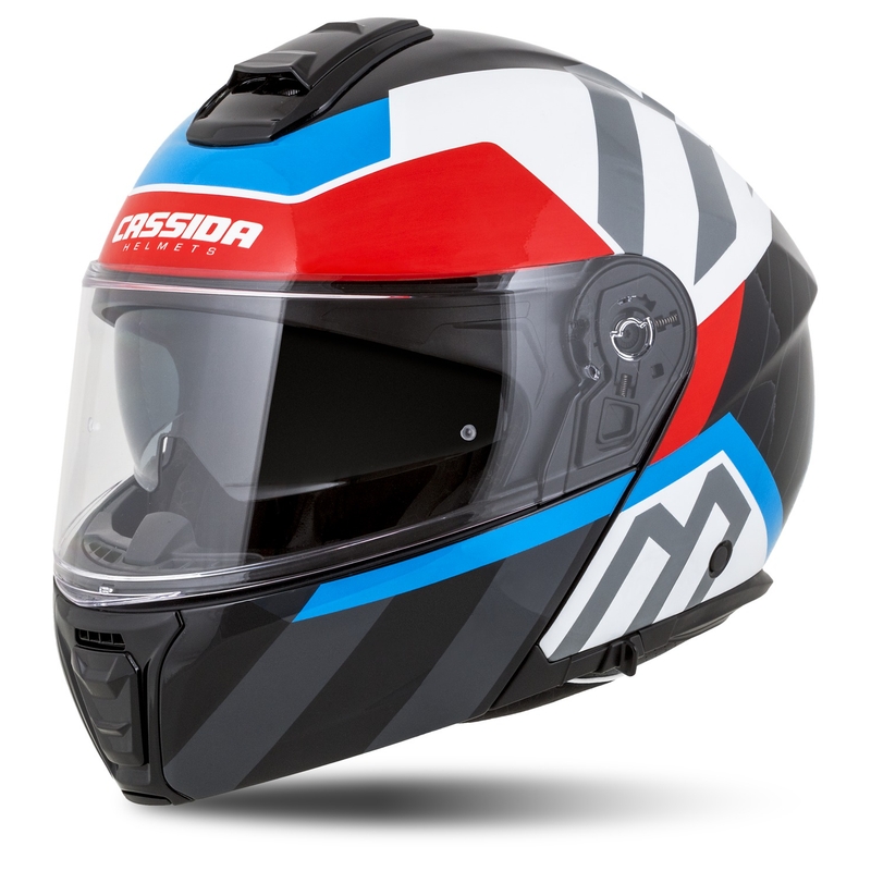 Výklopná helma na motorku Cassida Modulo 2.1 Profile bílo-černo-modro-šedá