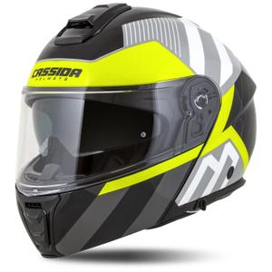 Výklopná helma na motorku Cassida Modulo 2.1 Profile bílo-černo-fluo žluto-šedá