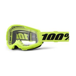 Dětské brýle na motorku 100% STRATA 2 neon žluté čiré plexi