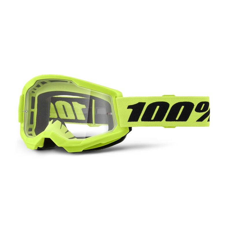 Dětské brýle na motorku 100% STRATA 2 neon žluté čiré plexi