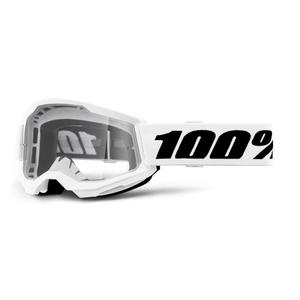 Dětské motokrosové brýle 100% STRATA 2 bílé čiré plexi