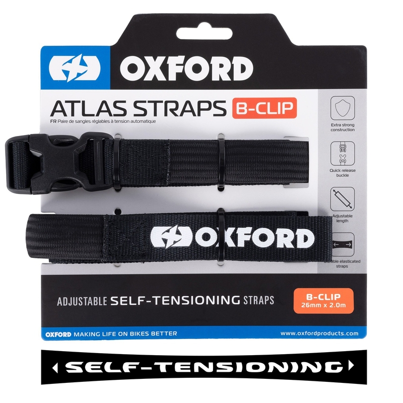 Zavazadlové popruhy Oxford Atlas B-Clip 2 ks černé 26 mm x 2 m