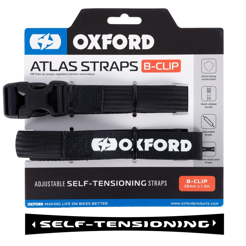 Zavazadlové popruhy Oxford Atlas B-Clip 2 ks černé 26 mm x 1,2 m