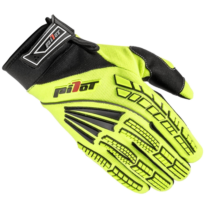 Dětské motokrosové rukavice Pilot Pioneer fluo žluto-černo-červené