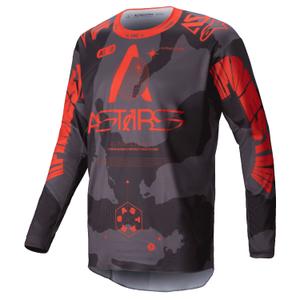 Motokrosový dres Alpinestars Racer Hollow šedá camo-fluo oranžový