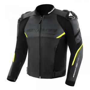 Kožená bunda na motorku Shima Bandit 2.0 černo-bílo-fluo žlutá