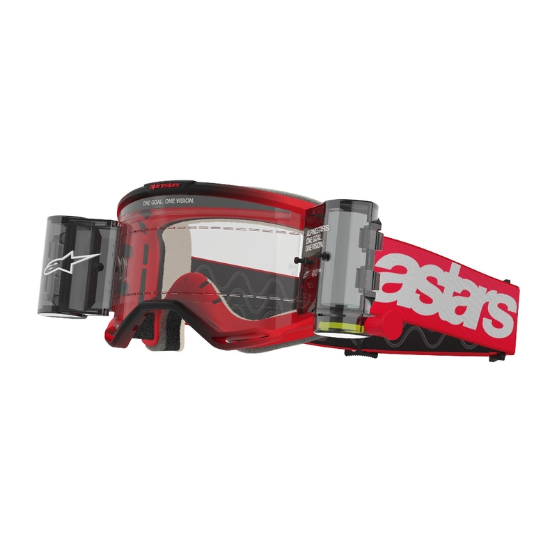 Motokrosové brýle Alpinestars Vision 5 Blaze ROLL-OFF Wide Vision červené s čirým plexi