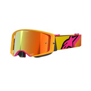 Motokrosové brýle Alpinestars Supertech Corp žluto-růžové se zrcadlovým červeným zorníkem