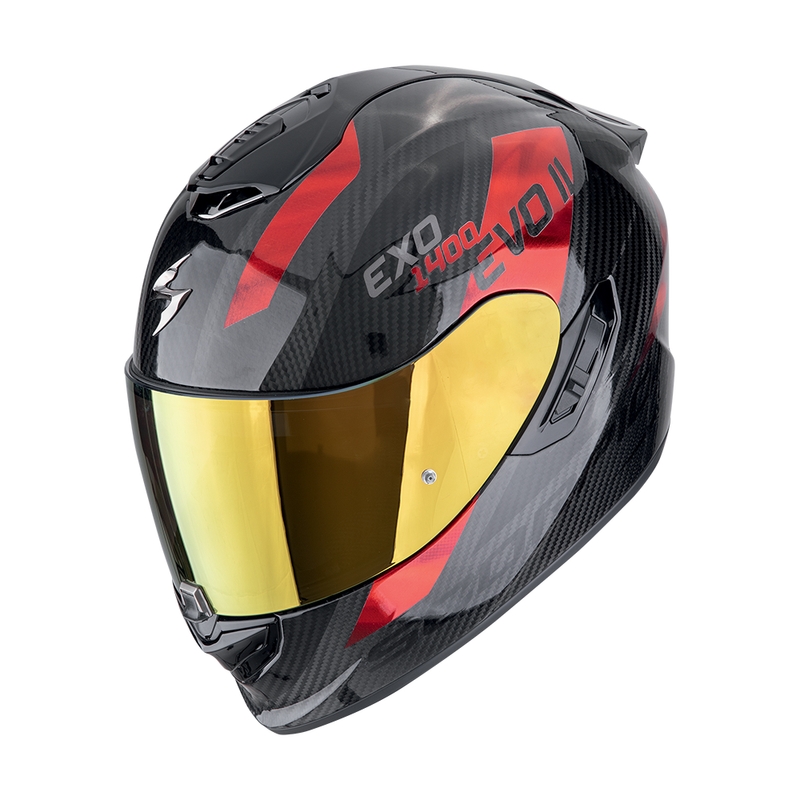 Integrální helma na motorku Scorpion EXO-1400 EVO II CARBON AIR PLATTED  černo-červená výprodej