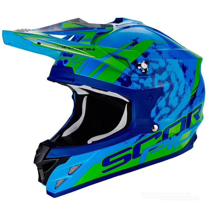 Motokrosová přilba Scorpion VX-15 Evo Air Kistune modro-zelená výprodej