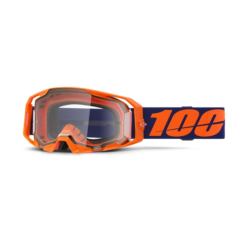 Motokrosové brýle 100% ARmatic Neon Orange s čirým plexi