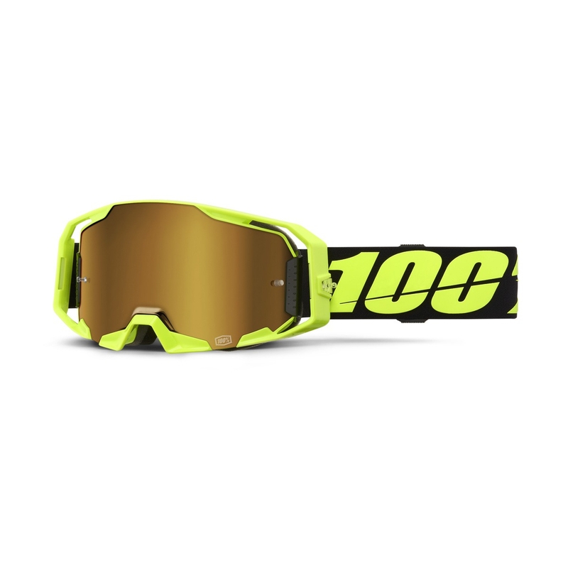 Motokrosové brýle 100% ARmatic Neon Yellow se zlatým true plexi