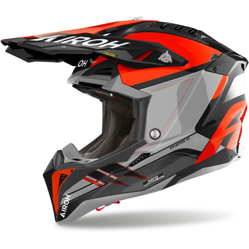 Motokrosová helma Airoh Aviator 3 Saber 2024 lesklá oranžová