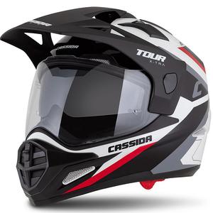 Enduro přilba Cassida Tour 2.0 X-tra bílo-červeno-černá s černým matným kšiltem