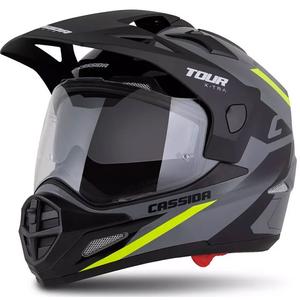 Enduro přilba Cassida Tour 2.0 X-tra šedo-fluo žluto-černá s černým matným kšiltem