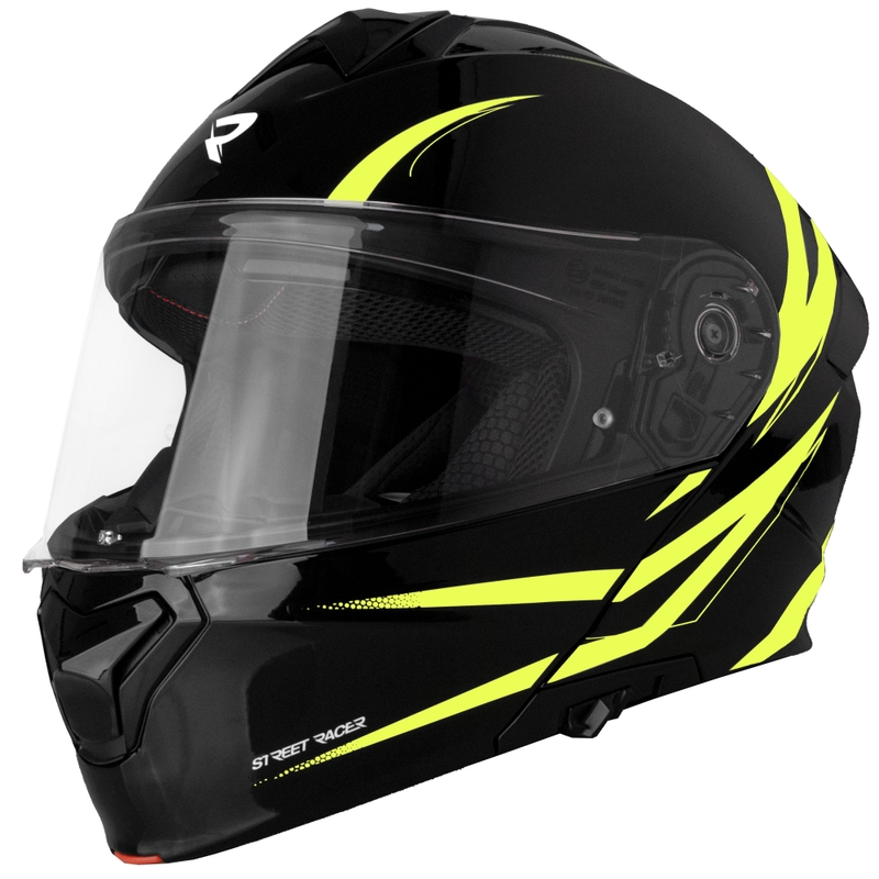 Vyklápěcí helma na motorku Street Racer Fury černo-fluo žlutá
