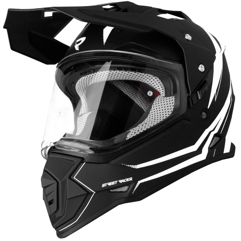 Enduro helma na motorku Street Racer Ignite matná černo-bílá