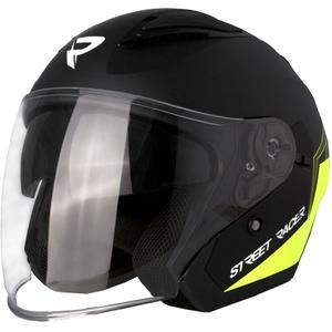 Otevřená helma na motorku Street Racer Sonic matná černo-fluo žlutá