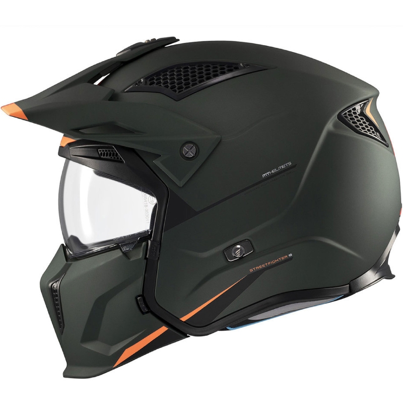 Otevřená helma s maskou MT Streetfighter SV S Solid A6 matná zelená