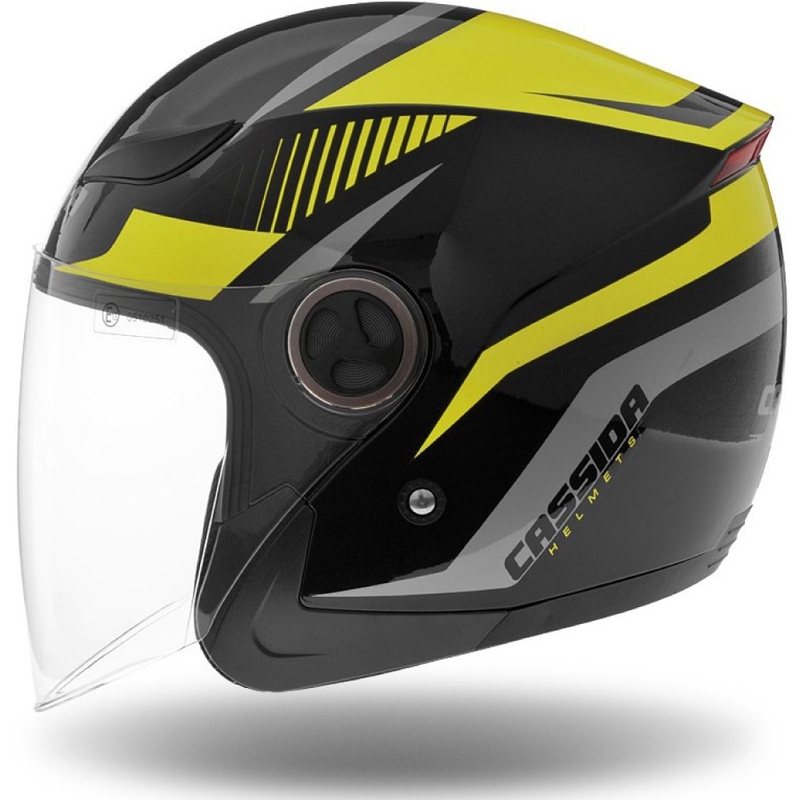 Přilba na moto otevřená Cassida Reflex černo-stříbrno-fluo žlutá