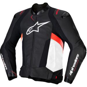 Kožená bunda na motorku Alpinestars Missile 3 černo-bílo-fluo červená