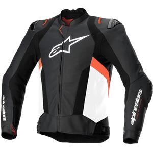 Kožená bunda na motorku Alpinestars Missile 3 Airflow černo-bílo-fluo červená