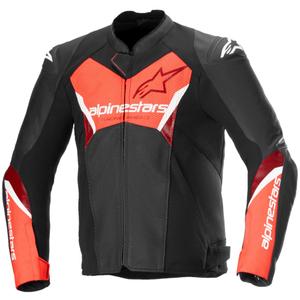 Kožená bunda na motorku Alpinestars Faster 3 Airflow černo-fluo červená