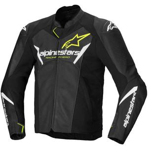Kožená bunda na motorku Alpinestars Faster 3 Airflow černo-bílo-fluo žlutá