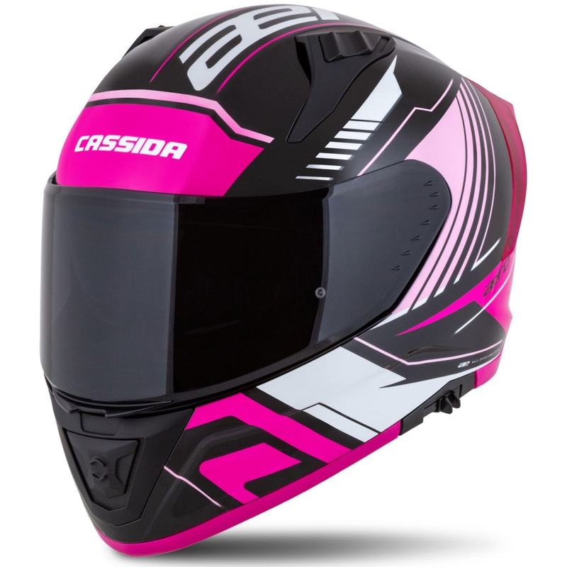 Integrální helma na motorku Cassida Aero Drome černo-růžovo-bílá