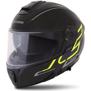 Výklopná helma Cassida Modulo 2.1 Plus Carbon fluo žluto-stříbrno-černá