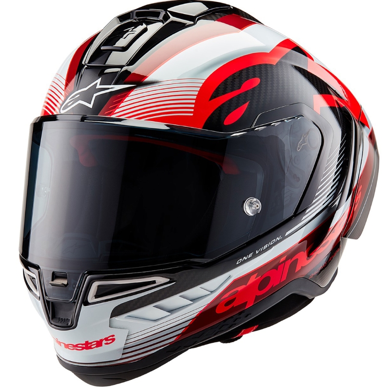 Integrální helma na motorku Alpinestars Supertech R-10 Team carbon červeno-bílá