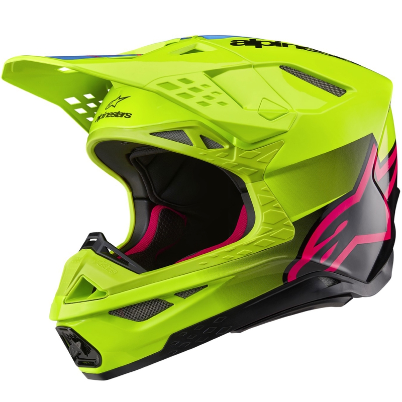 Motokrosová helma Alpinestars Supertech S-M10 Unite fluo žluto-černo-růžová